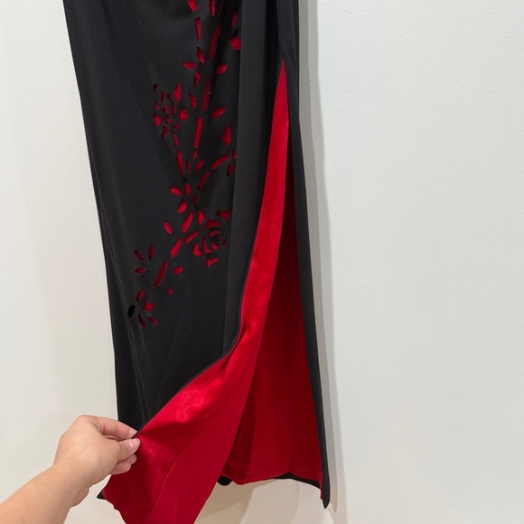 VTG DE-LARU Sheila Yen Y2K Long Black Red Formal Prom Dress Sz 2 4 Goth Grunge - Picture 7 of 12